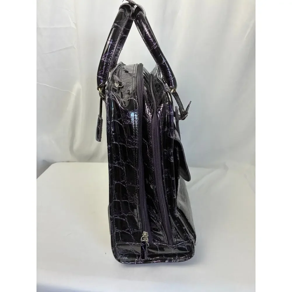 Jasper Conran at Tripp Rolling Laptop Bag Faux Leather Purple Croc Career Travel